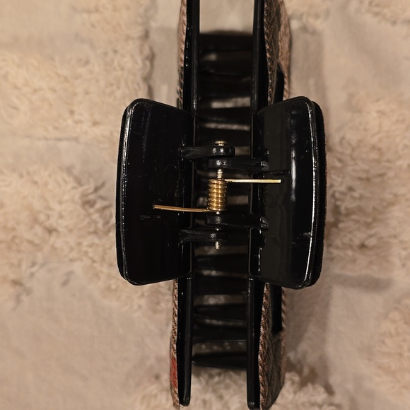 Plaid Hair Clip with Red Stripe - Picture 3 of 5